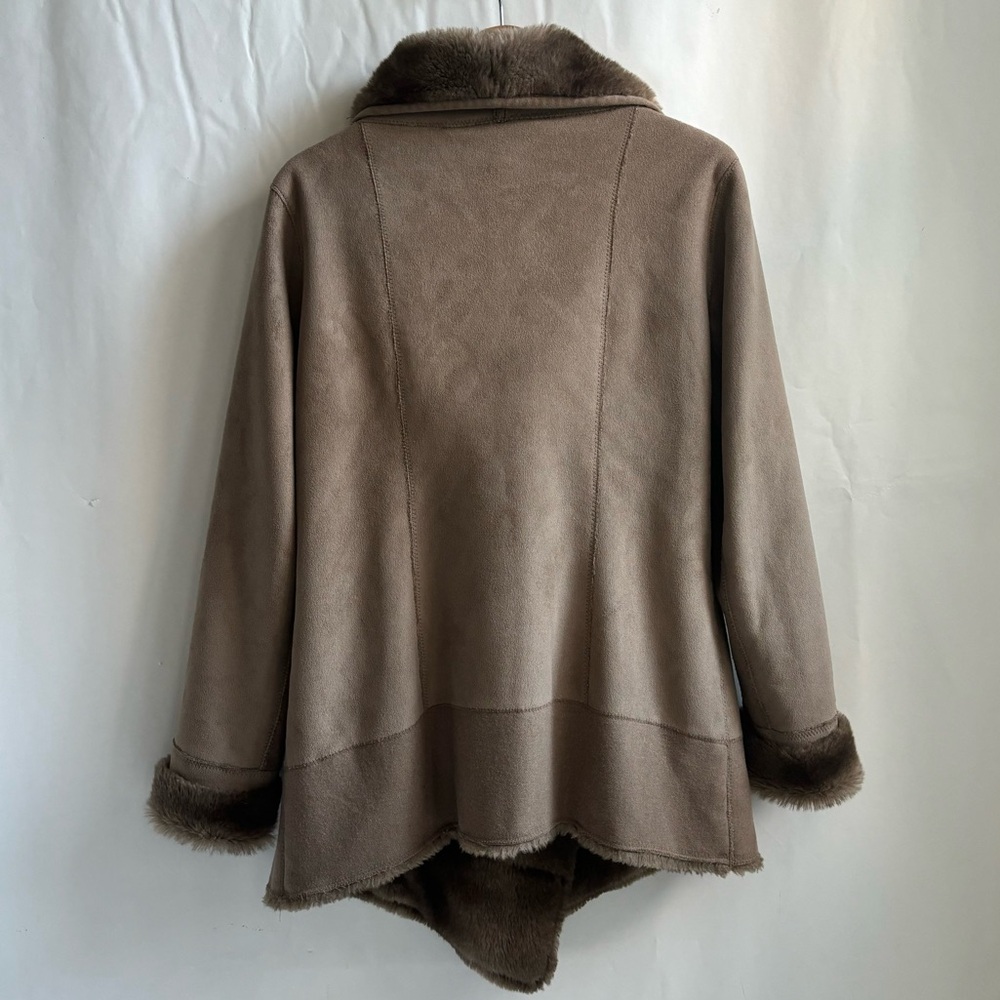 Pinko Faux Fur Suede Coat Cream Size Medium - Picture 14 of 17
